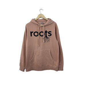Roots Independent Hoodie Sweatshirt Pullover Long Sleeve Pink Cotton Blend Mens